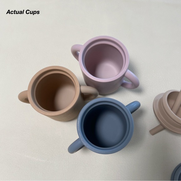 GUC: 3 MUSHIE SILICONE TRAINING CUPS IN LILAC, NATURAL AND TRADEWINDS BLUE (O/S) - Picture 12 of 13